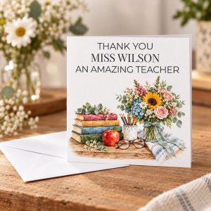 Personalised Teacher Thank You Card | An Amazing Teacher, Floral | Any Name