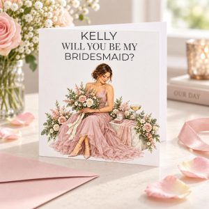 Personalised Bridesmaid Proposal Card | Will You Be My Bridesmaid? | Blush Pink Floral, Any Name