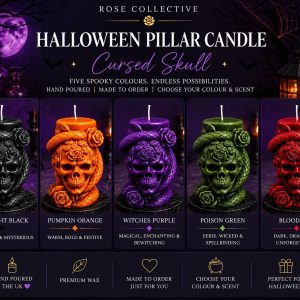 Cursed Skull Pillar Candle, Halloween Candle, Gothic Home Decor, Choose Colour and Scent