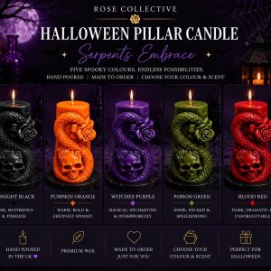 Serpents Embrace Pillar Candle, Halloween Candle, Gothic Home Decor, Choose Colour and Scent