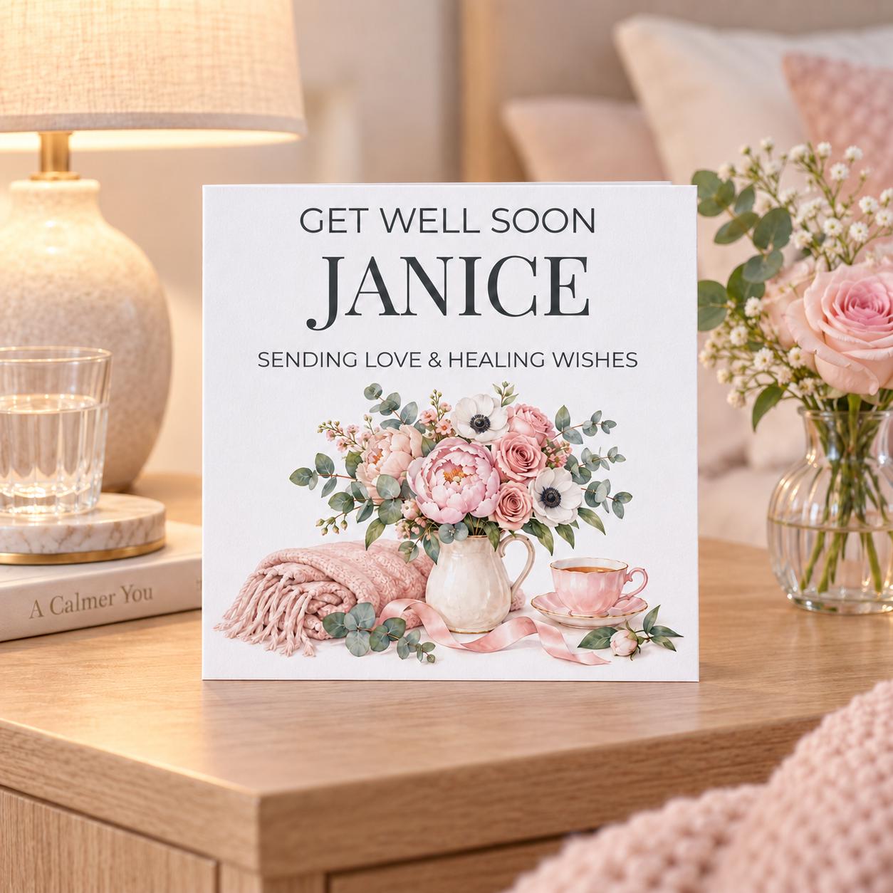 Personalised Get Well Soon Card for Her | Healing Wishes Floral | Any Name - Image 2