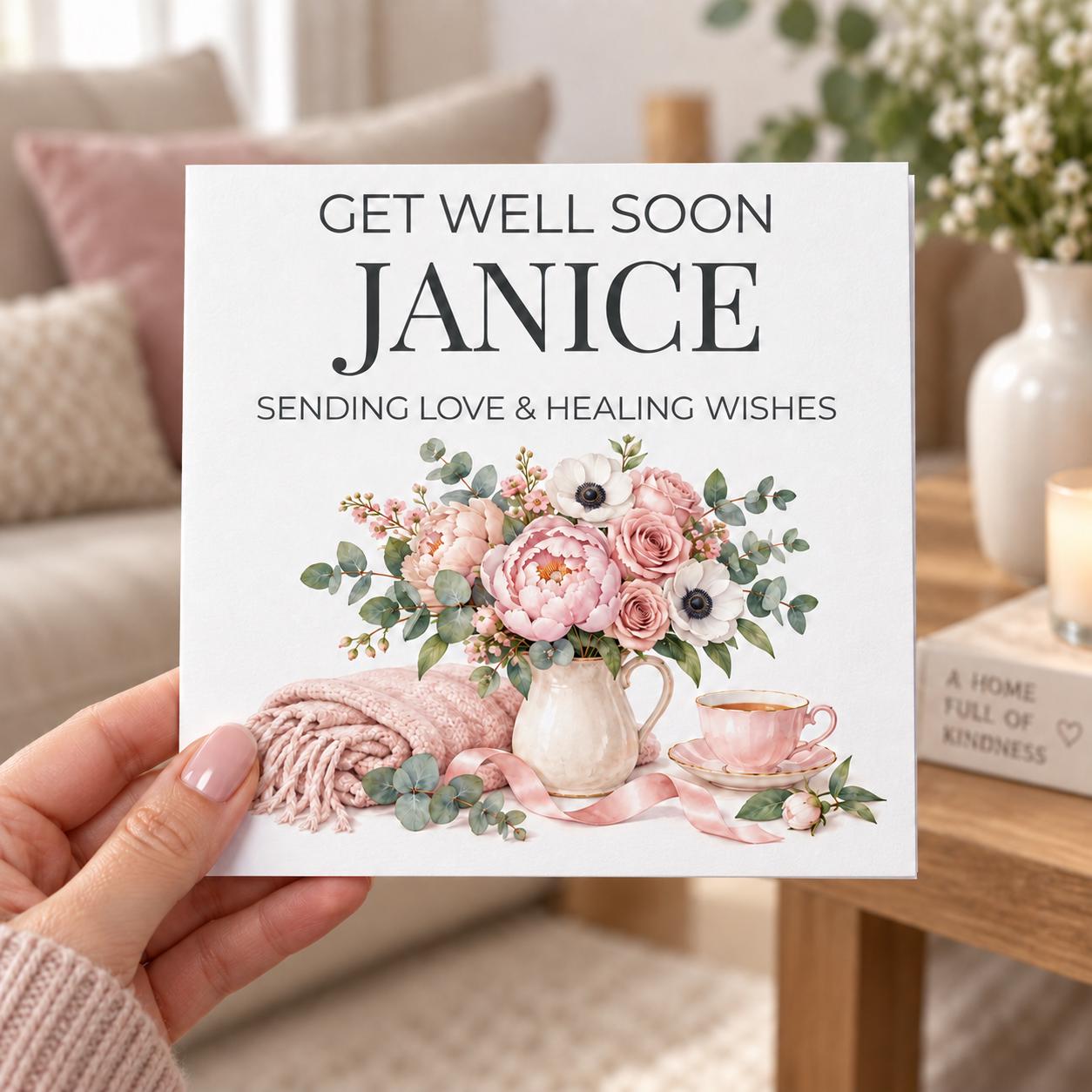 Personalised Get Well Soon Card for Her | Healing Wishes Floral | Any Name - Image 4