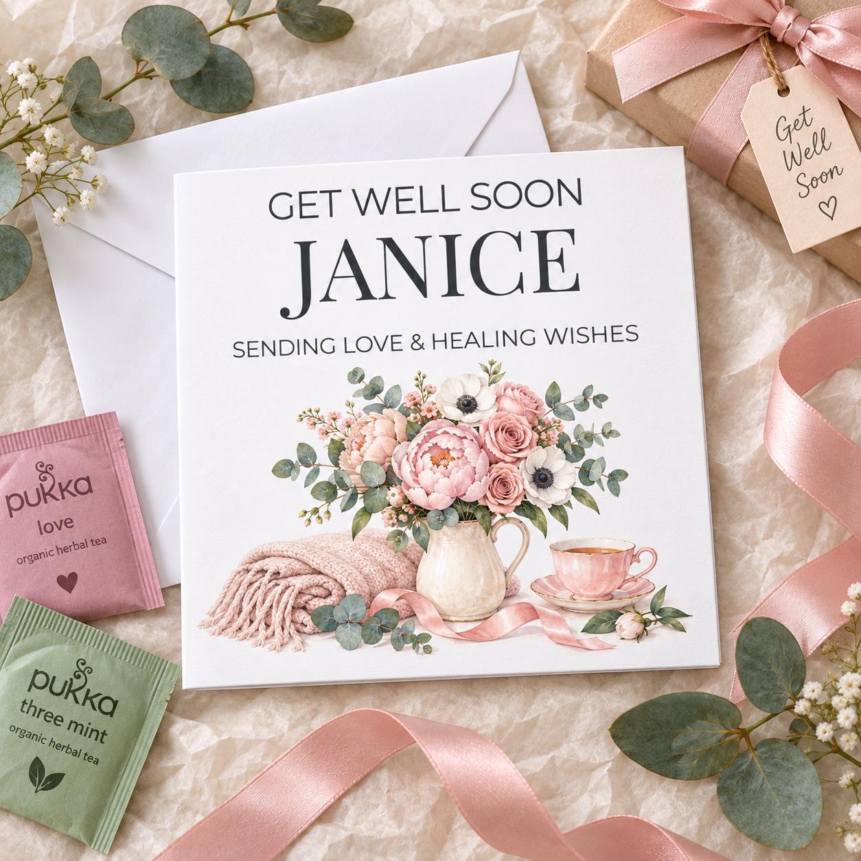 Personalised Get Well Soon Card for Her | Healing Wishes Floral | Any Name - Image 3