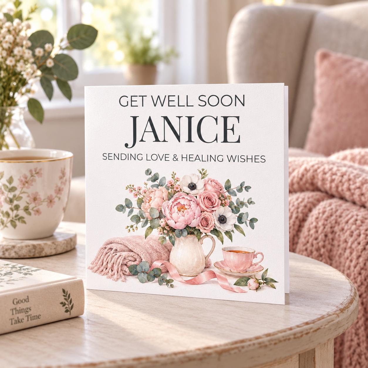 Personalised Get Well Soon Card for Her | Healing Wishes Floral | Any Name - Image 5