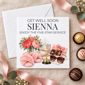 Personalised Funny Get Well Card for Her | Five Star Recovery Service | Any Name