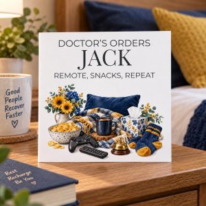 Personalised Funny Get Well Card for Him | Doctor's Orders: Remote, Snacks, Repeat | Any Name