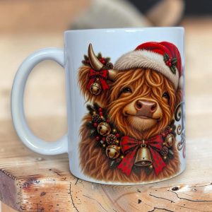 Funny, Festive as Fuck Highland Cow Christmas Mug, Cheeky Xmas Present