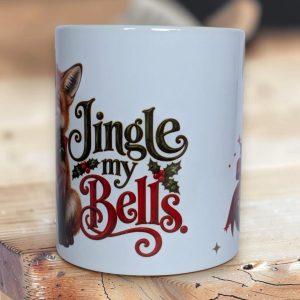 Funny Christmas Mug – Jingle My Bells – Cheeky Gift for family, co-workers, friends. Fox Ceramic Cup