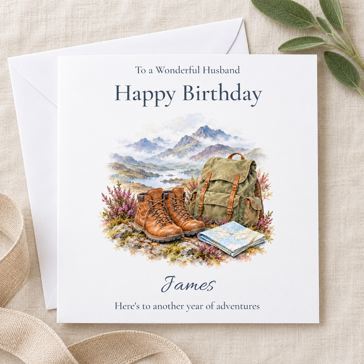 Hiking Birthday Card | Walking Boots & Highlands | Any Name & Relation - Image 2