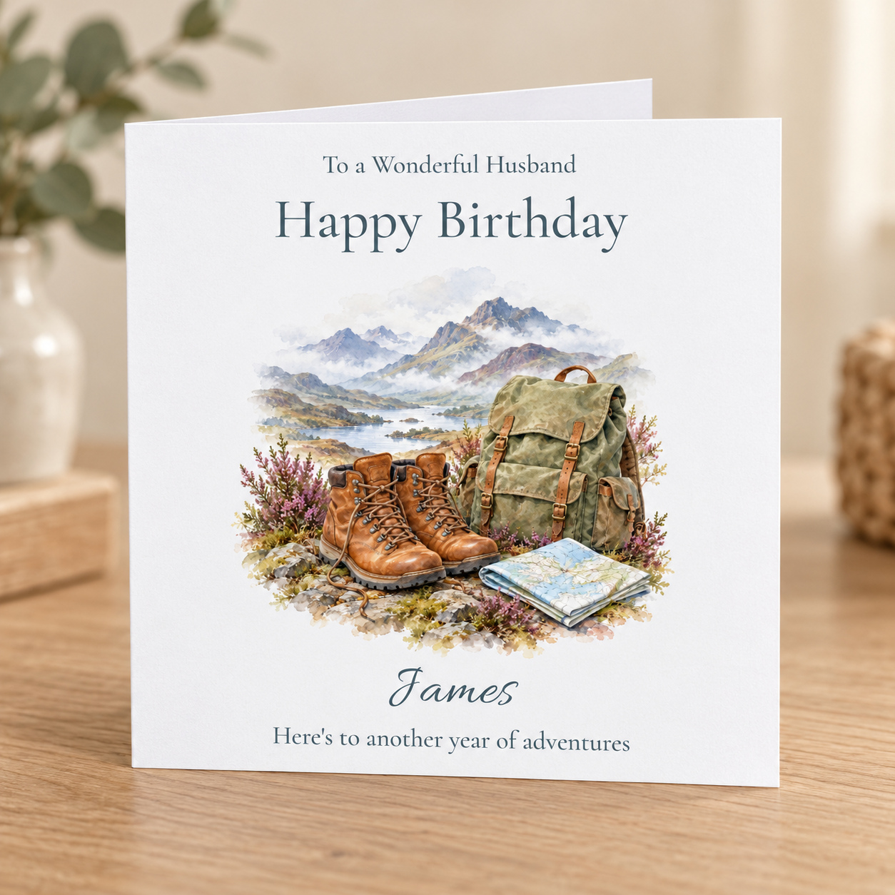 Hiking Birthday Card | Walking Boots & Highlands | Any Name & Relation - Image 3