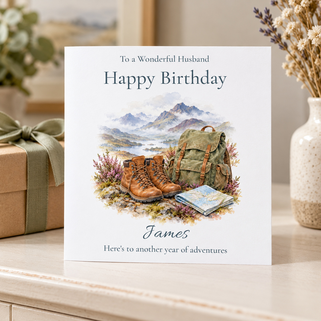 Hiking Birthday Card | Walking Boots & Highlands | Any Name & Relation - Image 4