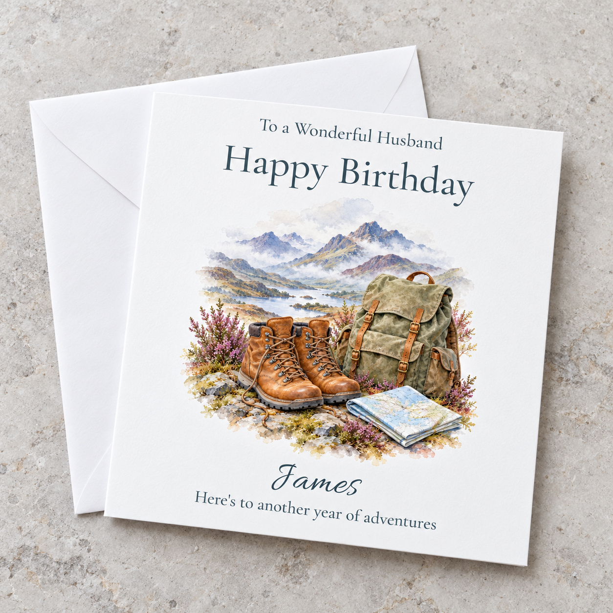 Hiking Birthday Card | Walking Boots & Highlands | Any Name & Relation - Image 5