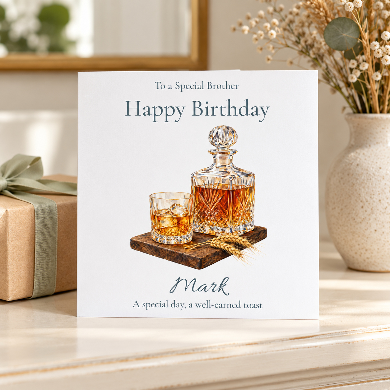 Whisky Birthday Card | Crystal Decanter & Tumbler | Any Name & Relation - Image 4