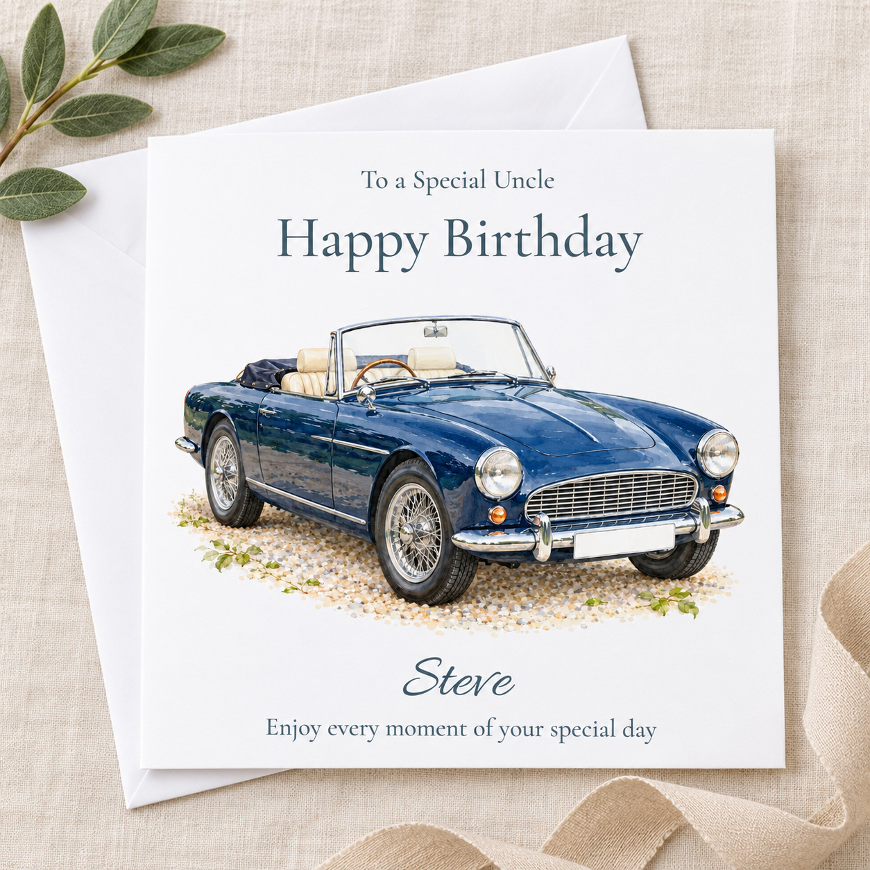 Classic Car Birthday Card | Vintage Convertible | Any Name & Relation - Image 2